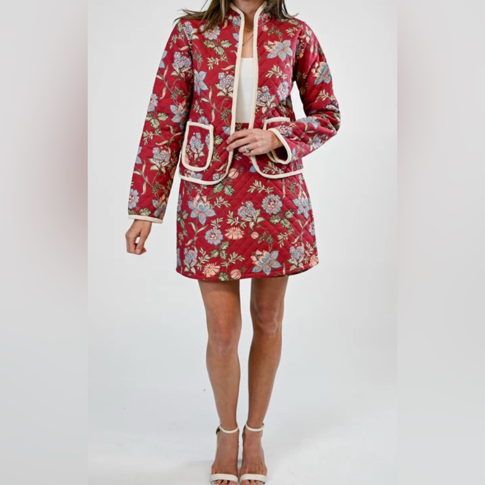 Victoria Dunn Marigold Jacket with matching wrap mini skirt, size XS. NWT.